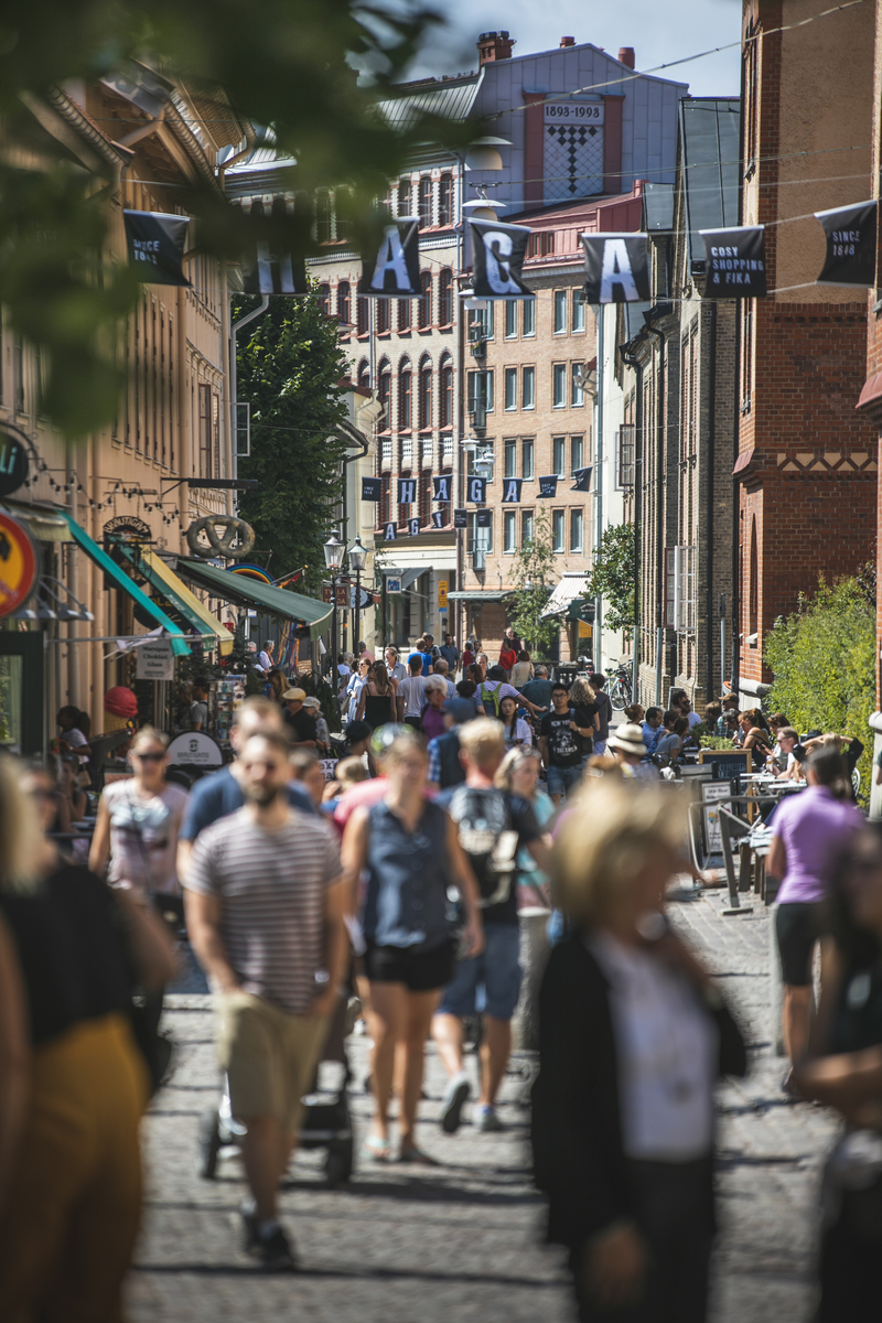Göteborg Haga Viertel mit historischen Holzhäusern